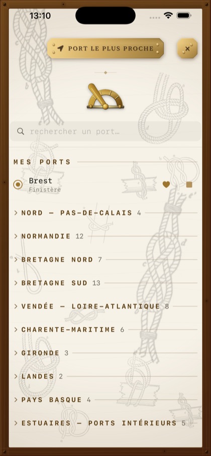 Sélecteur de port, mode liste